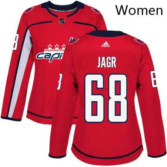 Womens Adidas Washington Capitals 68 Jaromir Jagr Authentic Red Home NHL Jersey